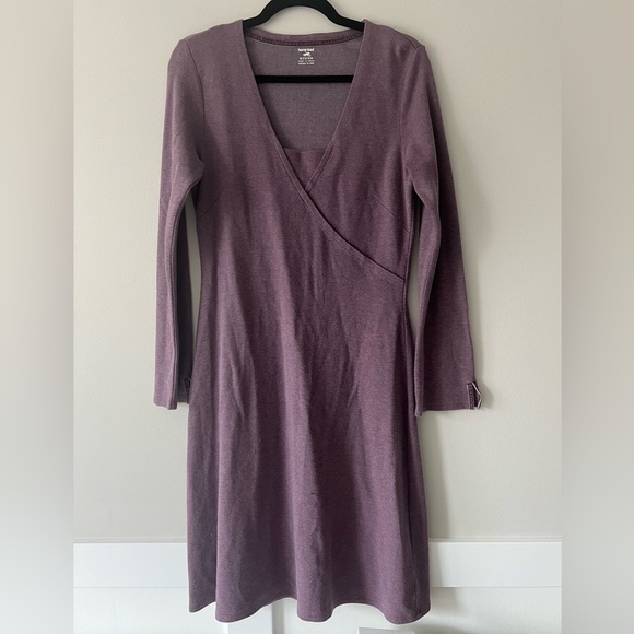 Toad&Co Horny Toad Oblique V-Neck Long Sleeve Dress Purple Size M - Picture 1 of 10